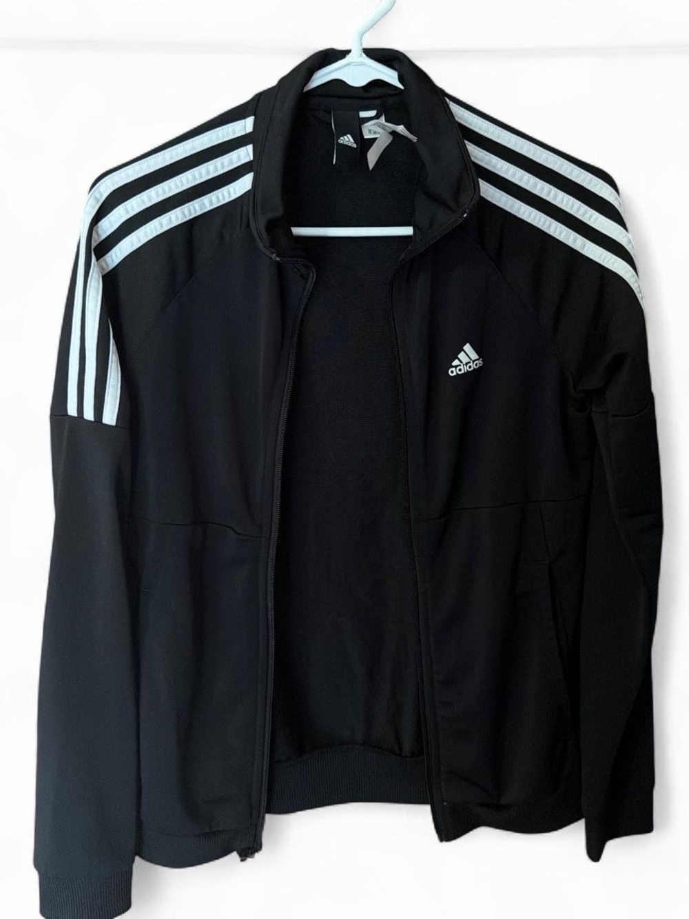 Adidas black and white striped jacket
